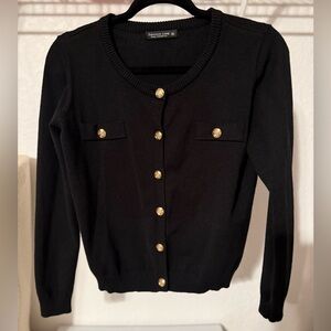 Black Cardigan with Gold Buttons
